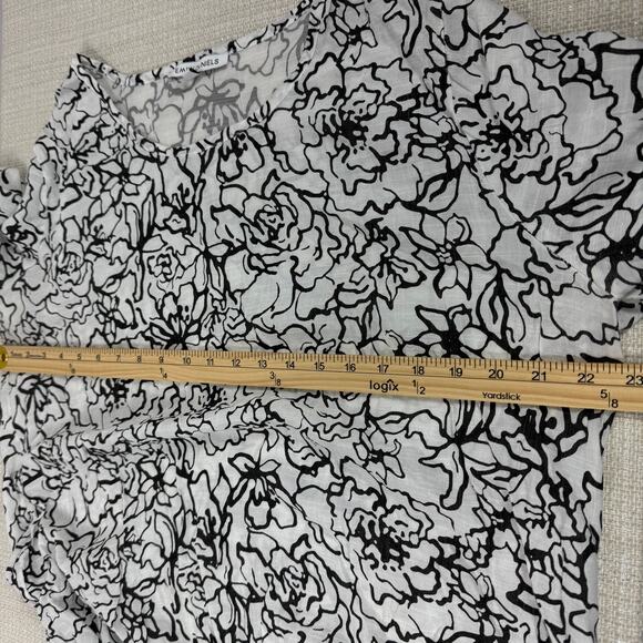 Emily Daniels Floral White Black Tie Knot Flutter Sleeve Top Size XL - Picture 7 of 8